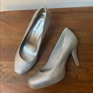 Madden Girl Getta Shimmering Silver Heels